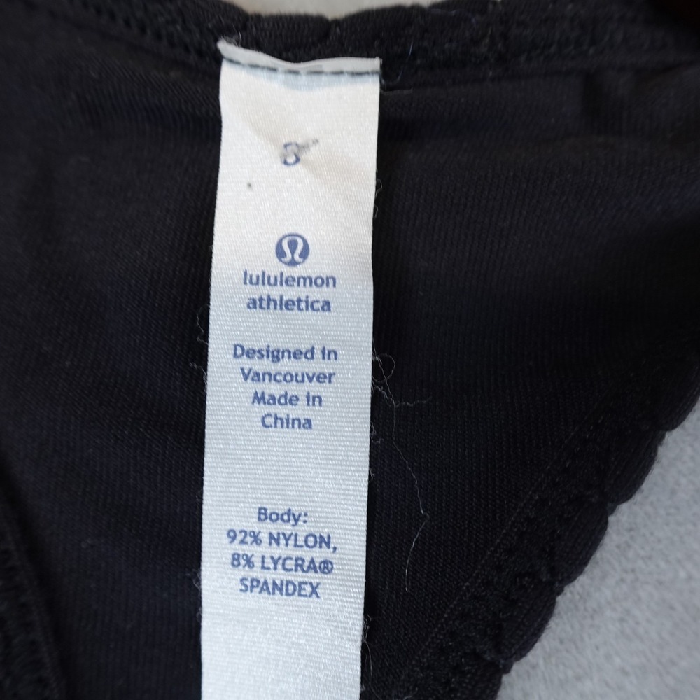 Lululemon Cool Racerback Tank Top Ruffle Womens 10 Black Sleeveless Luon Light - Picture 3 of 8